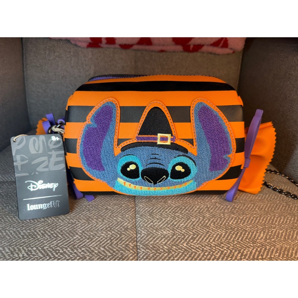 Loungefly Disney Stitch Halloween Striped Candy Wrapper Crossbody Bag